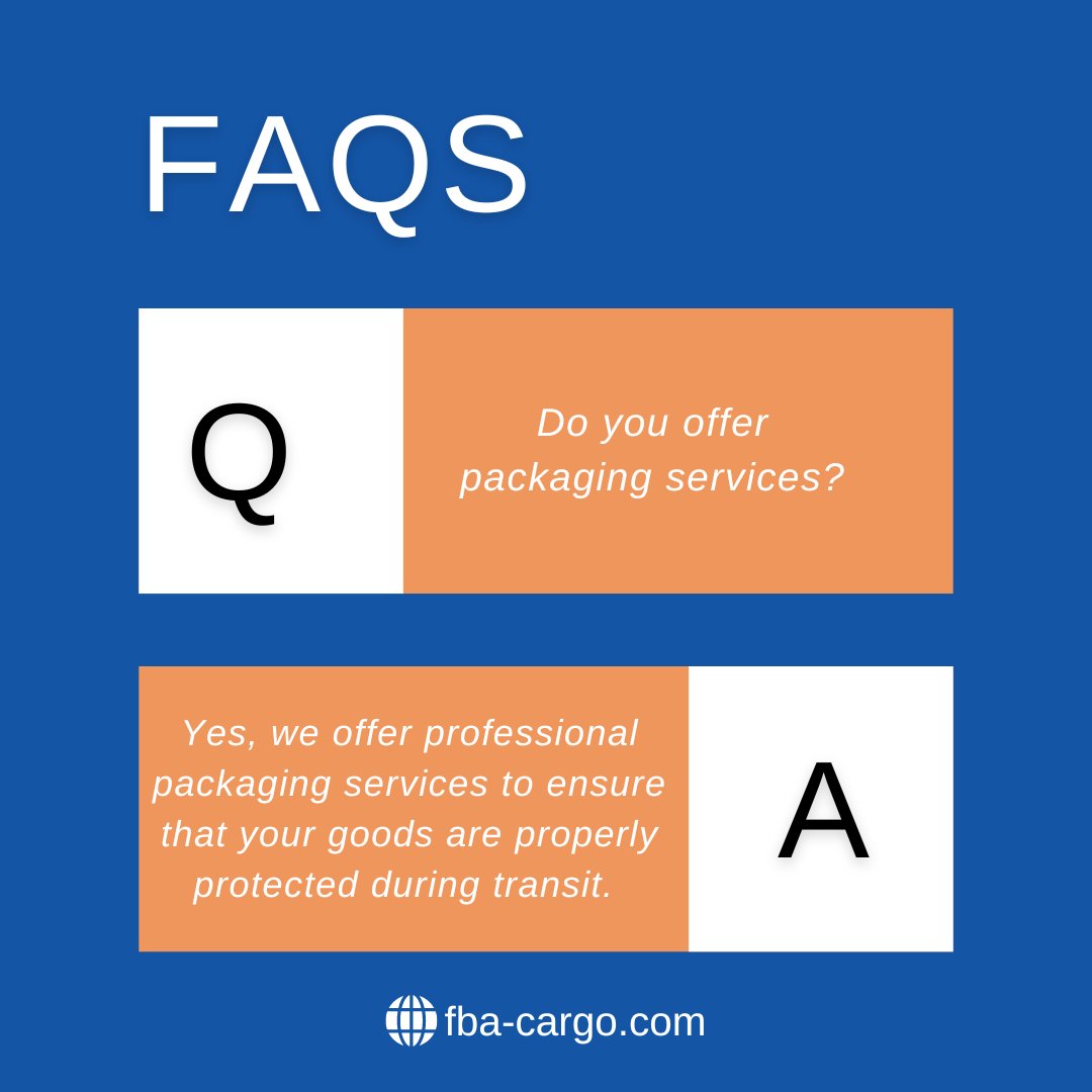 FBACargoFre8's tweet image. It`s FAQ time: Do you offer packaging services?

📌 Yes, we offer professional packaging services to ensure that your goods are properly protected during transit.

Reach out today to learn more!

fba-cargo.com/services/

#FBACargo #FAQtime #InternationalBusiness