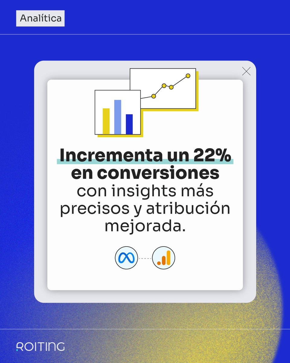 roiting's tweet image. ¡Incrementa tus conversiones un 22% con la integración de GA4 en META! 🚀 Obtén insights más precisos y mejora la atribución en tus campañas publicitarias.

🔑 Beneficios: Optimización multicanal, atribución precisa y eficiencia publicitaria en tiempo real