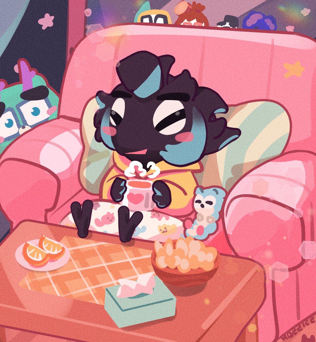No stream today as Swifty is resting up!
We got this adorable art from <a href="/rincewinded/">Rozziesthebard</a> to help her feel better 🧡💚