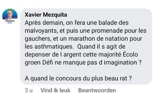michelhenrion's tweet photo. Pour sensibiliser au #handicap, notamment de "grande dépendance", l'asbl Riga Solidaire et Inclusif organise une action de "parade de fauteuils roulants" ce 4/10 à Schaerbeek. Réaction de ce candidat #MR: il compare les handicapés à des rats. #Communales2024 https://t.co/JfzApYtmmG