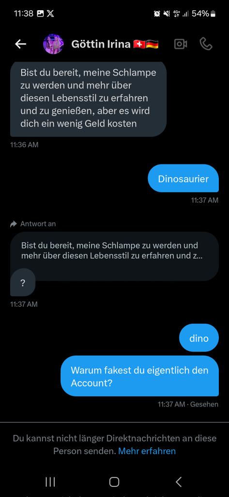 Ich glaube ich war zu persönlich zum dem Fake Account