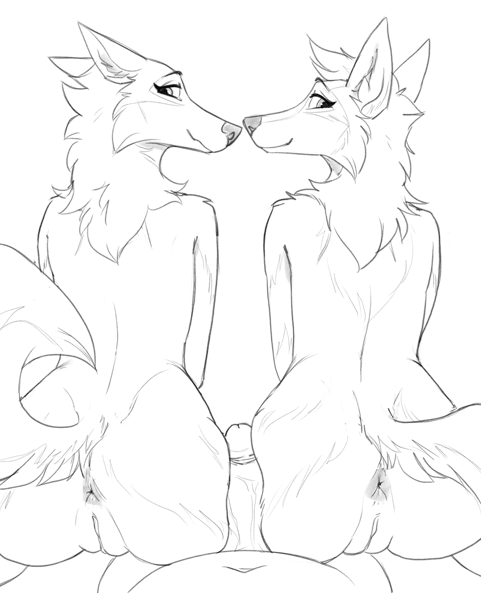 Little gift for <a href="/ManzanitaCoyote/">Manzanita 🪴</a>. My oc Amelie on the left and his oc Manzanita on the right