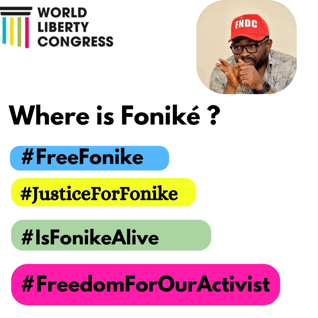 Dr.Anyama Alfred Berliner (@drberlinermd) on Twitter photo It's been 83 days since <a href="/FONIKEMENGUE/">Foniké Menguè</a> , a member of the <a href="/WLCongress/">WORLD LIBERTY CONGRESS</a> Leadership Council, along with Billoh Bah, were abducted in Guinea.
Their families and allies are still without information regarding their location or well-being.
We call for undeniable evidence that they It's been 83 days since <a href="/FONIKEMENGUE/">Foniké Menguè</a> , a member of the <a href="/WLCongress/">WORLD LIBERTY CONGRESS</a> Leadership Council, along with Billoh Bah, were abducted in Guinea.
Their families and allies are still without information regarding their location or well-being.
We call for undeniable evidence that they