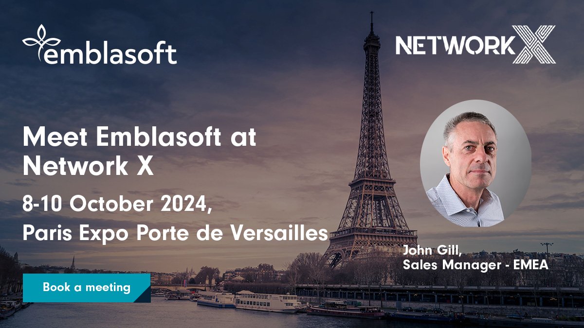 emblasoft's tweet image. Are you attending Network X in Paris this year? If so – join us!

Book a meeting with our team of experts and we&apos;ll be delighted to talk to you about Emblasoft Evolver: emblasoft.com/about/events/u… #NetworkX #activemonitoring #servicevalidation #qualityassurance #5G