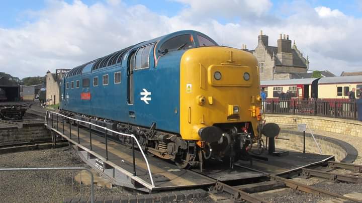 DABrown98's tweet photo. Deltc 55002 KOYLI on the turntable at Wansford, Nene Valley Railway 12 years ago. The turntable was at Bourne, Lincs then Peterborough East before the NVR in extended form https://t.co/X6NS416Z9E