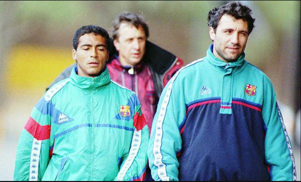90sfootball's tweet photo. A great story from Johan Cruyff's time as Barcelona manager 🗣️

“Individually, they already bordered on the uncoachable. Together, Romário and Stoichkov represented an absolute nightmare to every football coach wishing to impose his authority on the team. Johan Cruyff, coaching the pair at Barcelona, often had to resort to visible demonstrations of his ability to remind them who had been the superior player.”

“Romário and Stoichkov were one day arguing who the better footballer was and thus the boss of the team. Cruyff intervened and stated he was in charge and therefore he was the boss. Romário and Stoichkov mocked him for being an old man who had nothing to say. Cruyff set up a test to see who was the better player: shoot ten balls from the edge of the box at the crossbar. The one with the most hits won.”

“The whole team gathered around and Stoichkov began. He hit the bar only twice. Next was Romário, who hit the bar three times and declared himself the best. Then Cruyff stepped up and hit the bar no less than six times.”

“He told the pair to shut up and take orders. Romário and Stoichkov responded by saying it was just luck and that they had had a bad day - after which Cruyff suddenly turned around, hit another ball with his left foot and struck the bar yet again, leaving the complete team in awe. Years later, Cruyff said the last shot was the only lucky shot he took.”