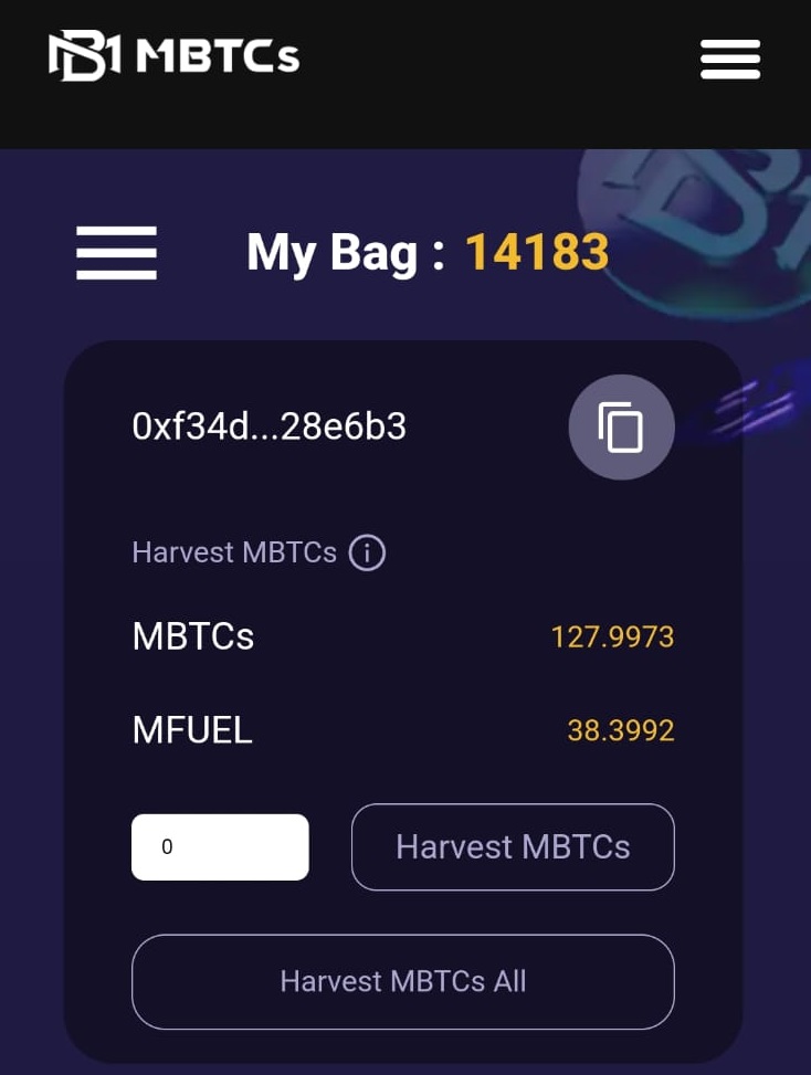 MBTCs_offical's tweet photo. "We have an update regarding the MBTC system. In addition to the ability to harvest all at once, a new feature has been added that allows you to harvest a specific quantity of your choice. Thank you!"
#LBANK #Mbtcsnft #DUBAICryptoExpo #Mfuel #MBTCsMall #MetabitcoinSuper https://t.co/5ukHPM4wFE
