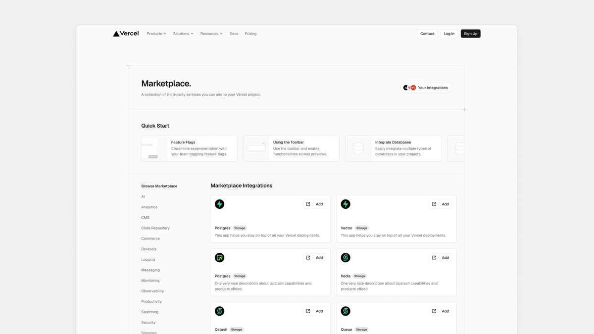 From the archives: redesign I did for Vercel Marketplace.