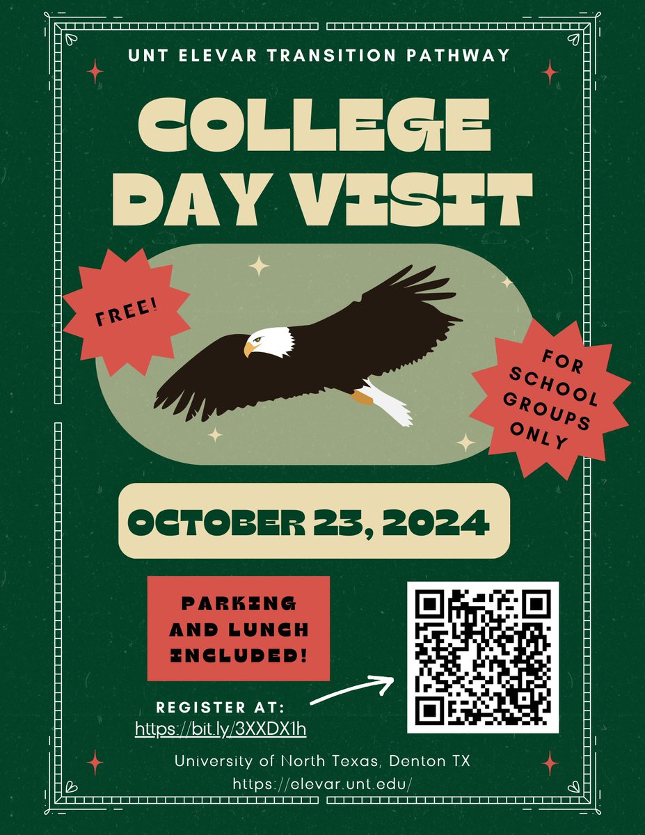 UNT ELEVAR (@untelevar) on Twitter photo ELEVAR is hosting a college visit for school groups! Come tour UNT on October 23rd with us! Register at bit.ly/3XXDX1h ELEVAR is hosting a college visit for school groups! Come tour UNT on October 23rd with us! Register at bit.ly/3XXDX1h