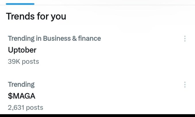 MAGACoinX's tweet photo. Could $MAGA become the biggest meta ever recorded this Uptober?

$MAGA + Uptober both trending together on X. https://t.co/fOjwMV1MOy