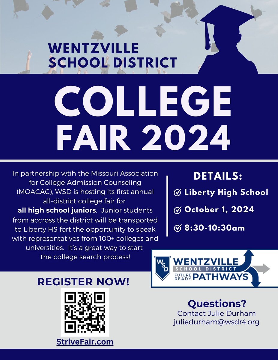 Marc Tiernan Ed.D (@wsdtiernan) on Twitter photo <a href="/WSDinfo/">Wentzville Schools</a> JR Ss be sure to register for this awesome opportuniy brought to you by <a href="/missouriacac/">𝐌𝐎𝐀𝐂𝐀𝐂</a> & <a href="/WSD_FutureReady/">WSD Future Ready</a> ! Over 85 colleges, technical schools, and branches of the US Military will be represented! WSD Bus Transportation provided! #FutureReady #WSDLEARNS #WeAreWentzville <a href="/WSDinfo/">Wentzville Schools</a> JR Ss be sure to register for this awesome opportuniy brought to you by <a href="/missouriacac/">𝐌𝐎𝐀𝐂𝐀𝐂</a> & <a href="/WSD_FutureReady/">WSD Future Ready</a> ! Over 85 colleges, technical schools, and branches of the US Military will be represented! WSD Bus Transportation provided! #FutureReady #WSDLEARNS #WeAreWentzville