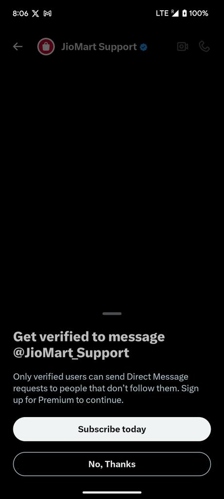 jeeban149's tweet photo. @JioMart_Support I am asked to subscribe or pay to send a https://t.co/adT9SwQjkX unable to send any message. https://t.co/1AjGPaj7DE