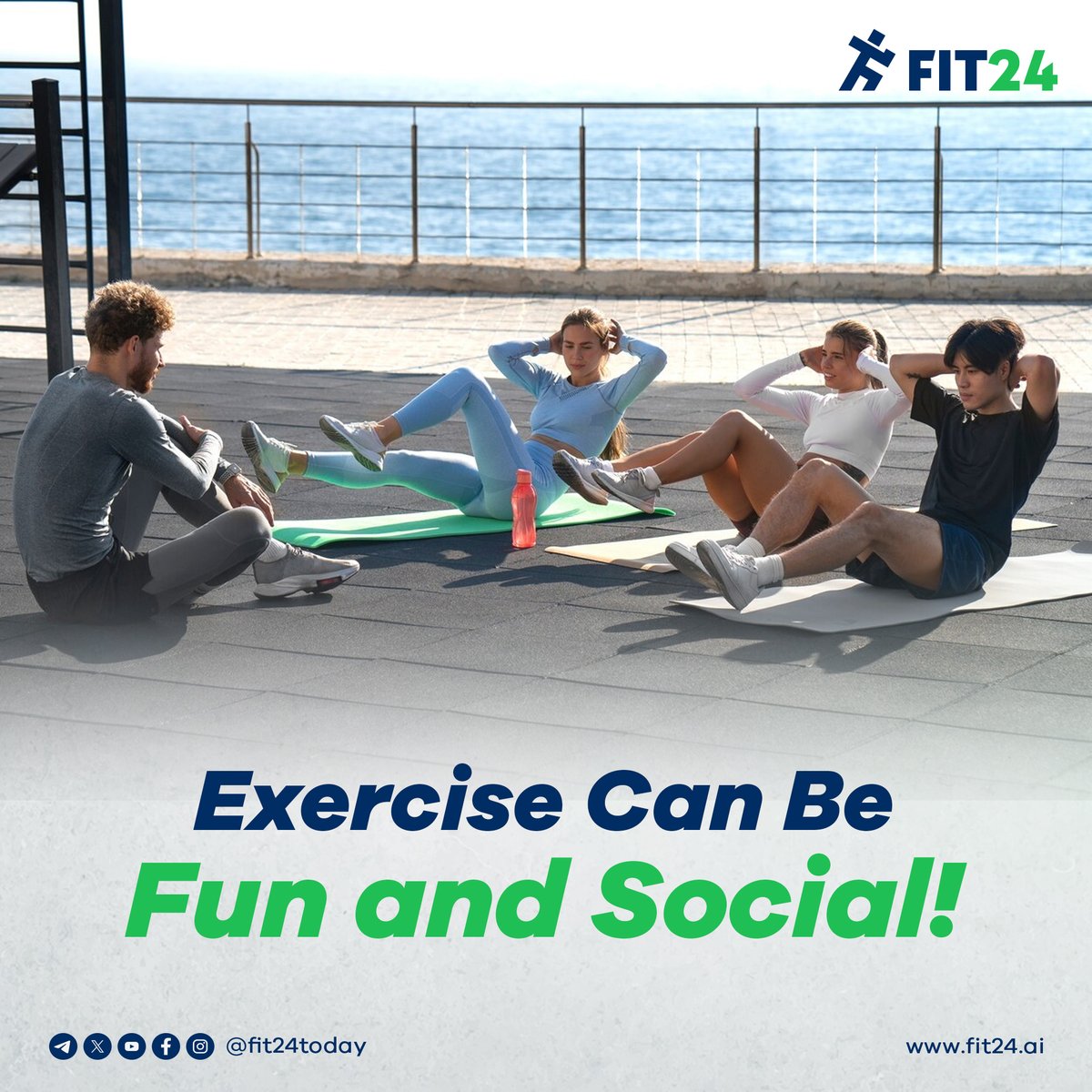 Fit24today's tweet image. Exercise isn’t just about fitness; it’s about fun! Take a dance class, hike, or play a sport. Connect with loved ones and make staying active enjoyable. Let’s get fit and have fun together! 💪🎉

#FunFitness #ExerciseIsFun #StayActive #GetMoving #SocialFitness #HealthyLifestyle