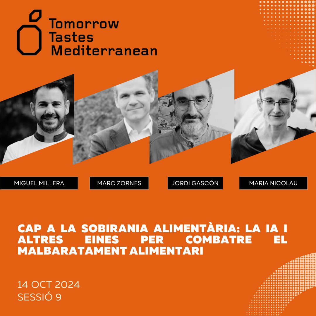 Tomorrow Tastes Mediterranean (@tastesmed) on Twitter photo En el marc del seu Dia Mundial, us recordem que parlarem sobre la Pèrdua i el Malbaratament d'Aliments amb <a href="/ZornesMarc/">Marc Zornes</a> de <a href="/WinnowSolutions/">Winnow Solutions</a>, <a href="/MAlbercocs/">Maria Nicolau</a>, Miguel Millera de <a href="/IBEROSTAR/">Iberostar</a>, Jordi Gascón de <a href="/insa_ub/">INSA-UB</a> i Daniele Rossi de @slowfoodbcn a la TTM2024 organitzada per <a href="/holaTMC/">Torribera Mediterranean Center</a> En el marc del seu Dia Mundial, us recordem que parlarem sobre la Pèrdua i el Malbaratament d'Aliments amb <a href="/ZornesMarc/">Marc Zornes</a> de <a href="/WinnowSolutions/">Winnow Solutions</a>, <a href="/MAlbercocs/">Maria Nicolau</a>, Miguel Millera de <a href="/IBEROSTAR/">Iberostar</a>, Jordi Gascón de <a href="/insa_ub/">INSA-UB</a> i Daniele Rossi de @slowfoodbcn a la TTM2024 organitzada per <a href="/holaTMC/">Torribera Mediterranean Center</a>