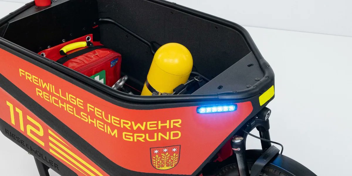 Cargo-bikes for the voluntary firefighters. They might be on the scene much more quickly than the big fire engine and are much more flexible when there is no need for a massive intervention.