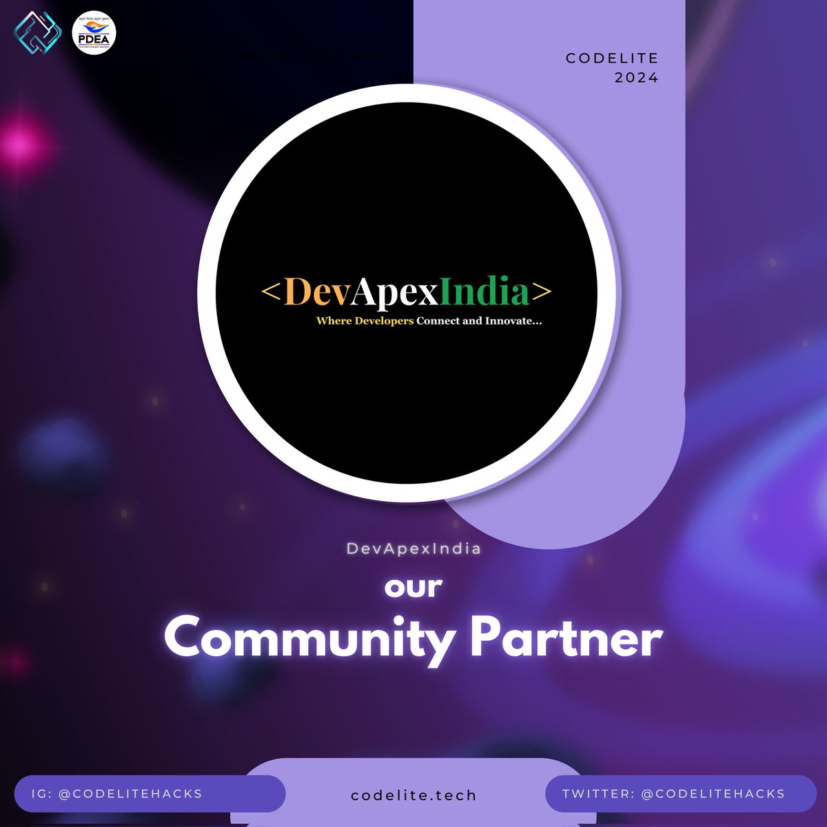 codelitehacks's tweet image. 🚀 Exciting news! @DevApexIndia is our official community partner for #CODELITE Hackathon!  Join us for innovation, coding, and collaboration like never before! 🌟 Don’t miss out – register now #Hackathon #DevApexIndia #Innovation #CODELITE2024 #TechCommunity
