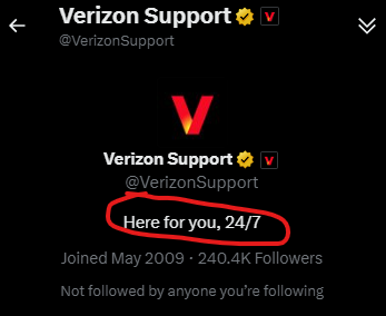 BrianPenzone's tweet photo. @verizon @VerizonSupport  Here for you 24/7. Except when we're not. https://t.co/AJnfF1juzk