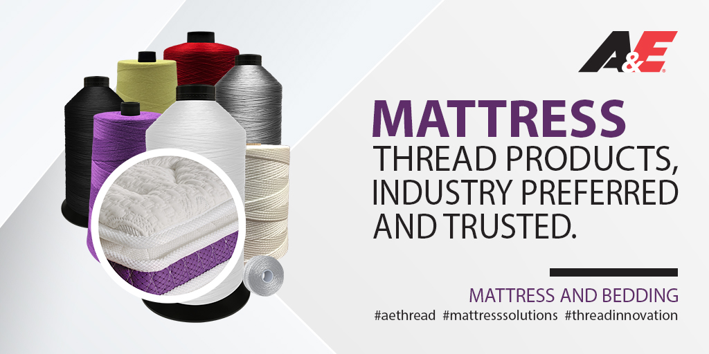 AmericanEfird's tweet image. Trusted since 1891, A&amp;amp;E’s complete line of mattress thread solutions are engineered for great performance. Make your next mattress with quality A&amp;amp;E industrial sewing threads.

Visit us at amefird.com.

#aethread  #mattresssolutions  #threadinnovation