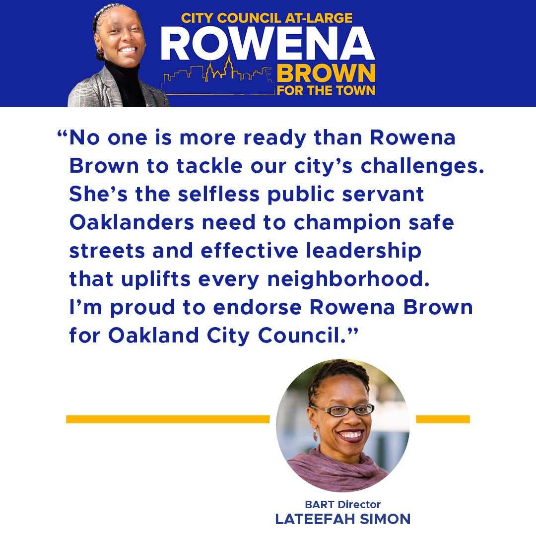 I’m incredibly proud to be endorsed by <a href="/lateefahsimon/">Lateefah Simon</a>! Her leadership and commitment to justice inspire me, and I’m honored to have her support as we work to build a stronger, more equitable Oakland. Together, we’re ready to keep pushing forward! 💪🏾#Row4Oak