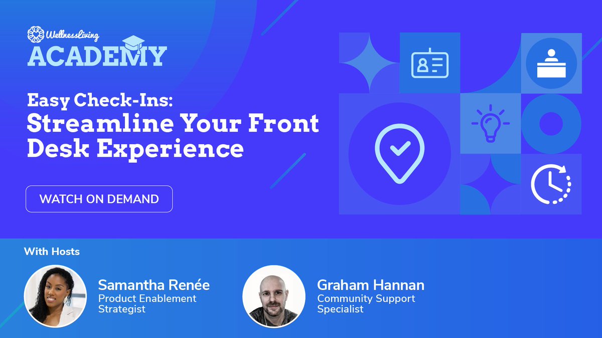 WL_software's tweet image. Set up the right self check-in process for your clients! 

Get a deep-dive into the best tech for your unique business in our latest WellnessLiving Academy on demand - bit.ly/3TRdkIJ

#WellnessLivingAcademy #CheckInMethods #SetUpForSuccess #WellnessLivingSoftware