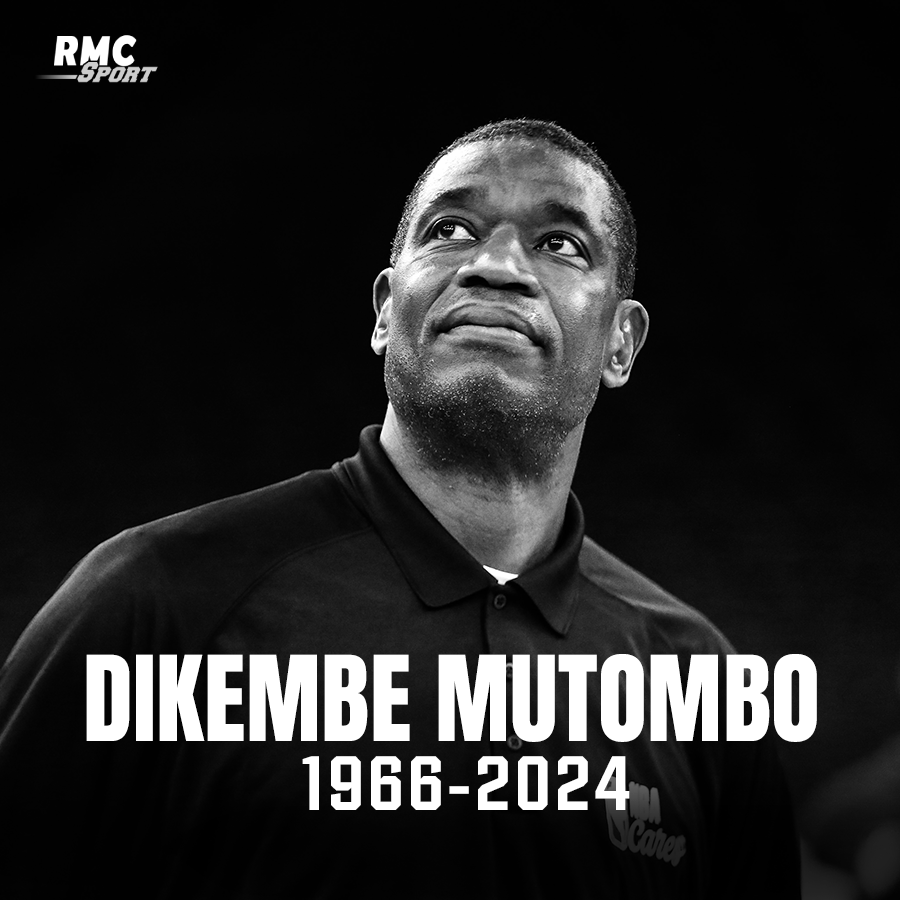 RMCsport's tweet photo. ⚫ La NBA perd l’un des plus grands défenseurs de son histoire. Comme rapporté par The Athletic ce lundi 30 septembre, Dikembe Mutombo est mort à l’âge de 58 ans. Il souffrait d’un cancer du cerveau.

https://t.co/EGXjkxh2eD https://t.co/Zr8roITgRL