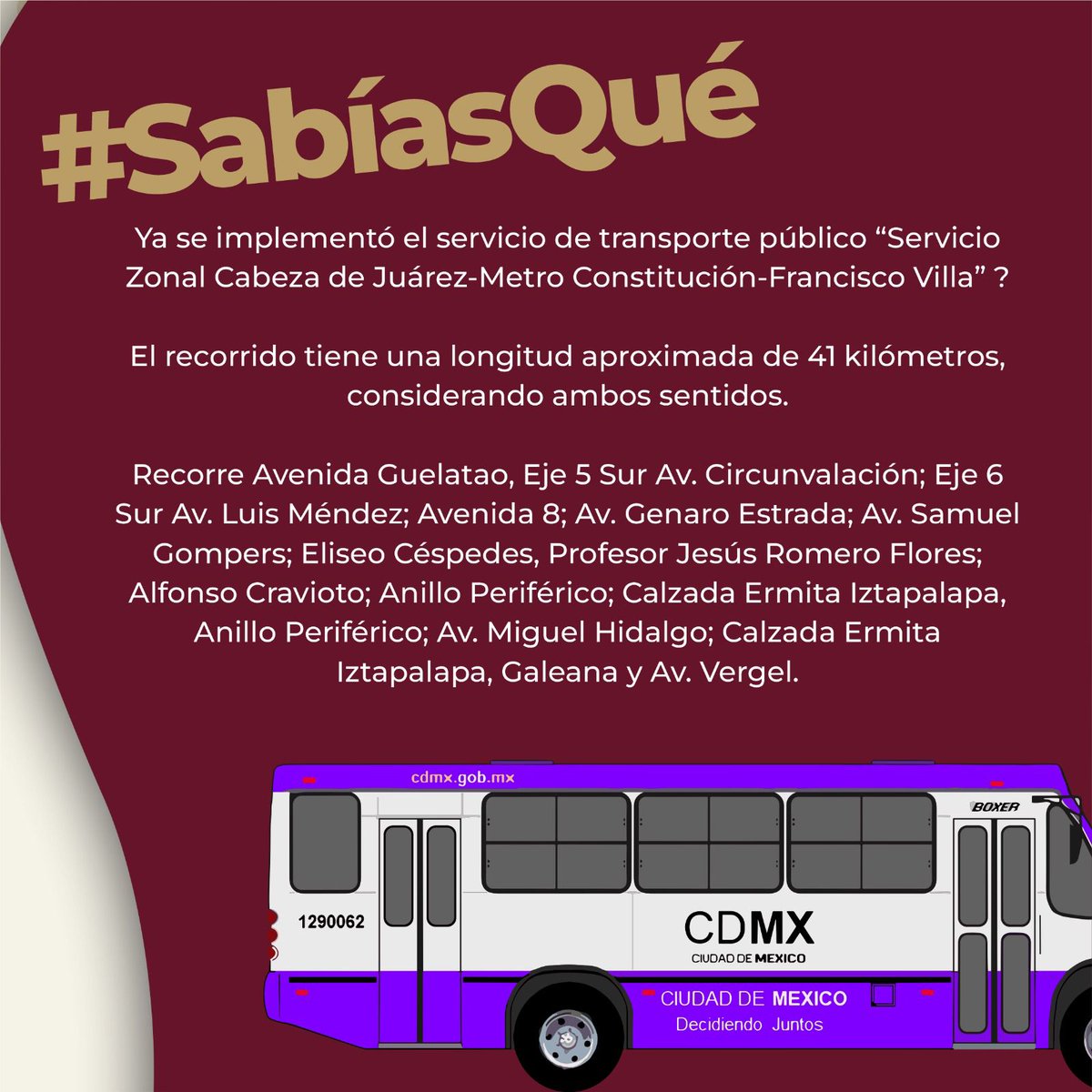 MarthaAvilaCDMX's tweet photo. El “Servicio Zonal Cabeza de Juárez-Metro Constitución-Francisco Villa” facilitará la movilidad en #Iztapalapa, acercando a vecinas y vecinos a otros medios de transporte masivo
#marthaavila #diputadalocal #iztapalapa #congresocdmx #morena #4T #distrito28 #MovilidadIntegrada https://t.co/nLG51wlfPE