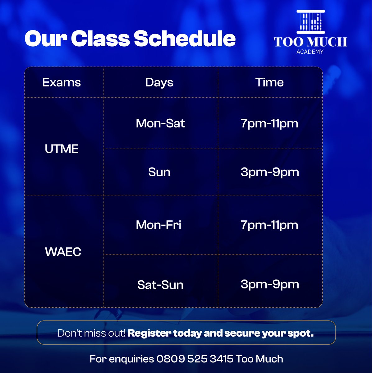 You exam success starts here. Don't miss your chance to succeed. For more enquiries, call/WhatsApp Too Much 0809 525 3415.

#examsuccess #edu #LaCasaDeLosFamososMx #LCDLFMX2