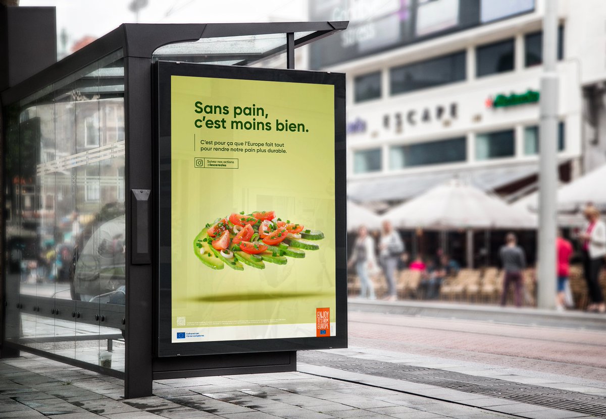La filière blé/farine/levure/pain lance une campagne d'affichage dans plusieurs villes étudiantes pour rendre au pain la place qu'il mérite auprès des 18/35 ans, car "Sans pain, c'est moins bien" 😋🥖

#enjoyitsfromeurope #sanspaincestmoinsbien