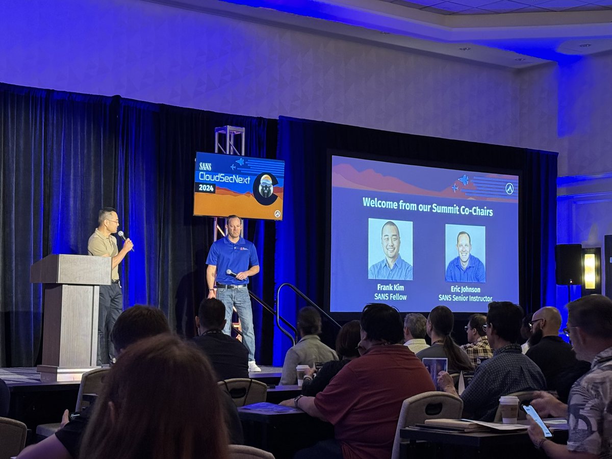 At <a href="/SANSInstitute/">SANS Institute</a> #CloudSecNextSummit starting the week and ready for our workshop. Happy to share time with @emjohn20 and community members here.