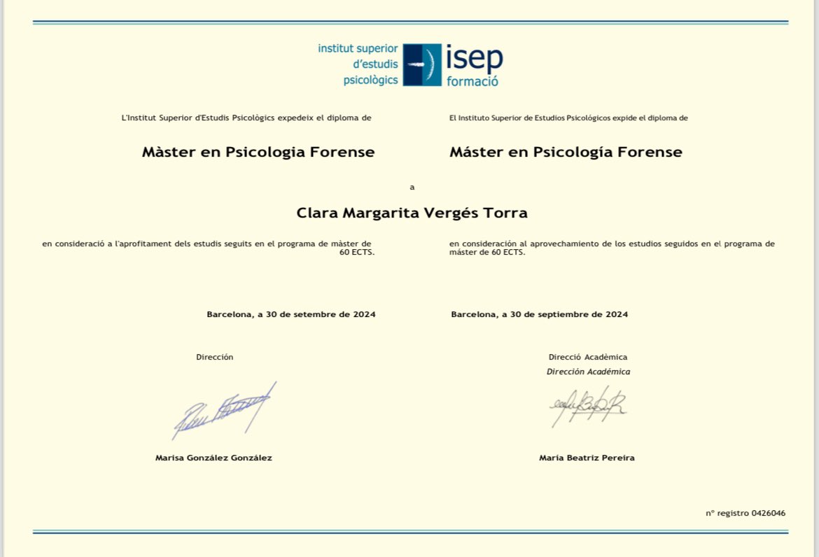 FOCconsultoria's tweet image. Per fí al meu poder!!!! #psicologia #forense