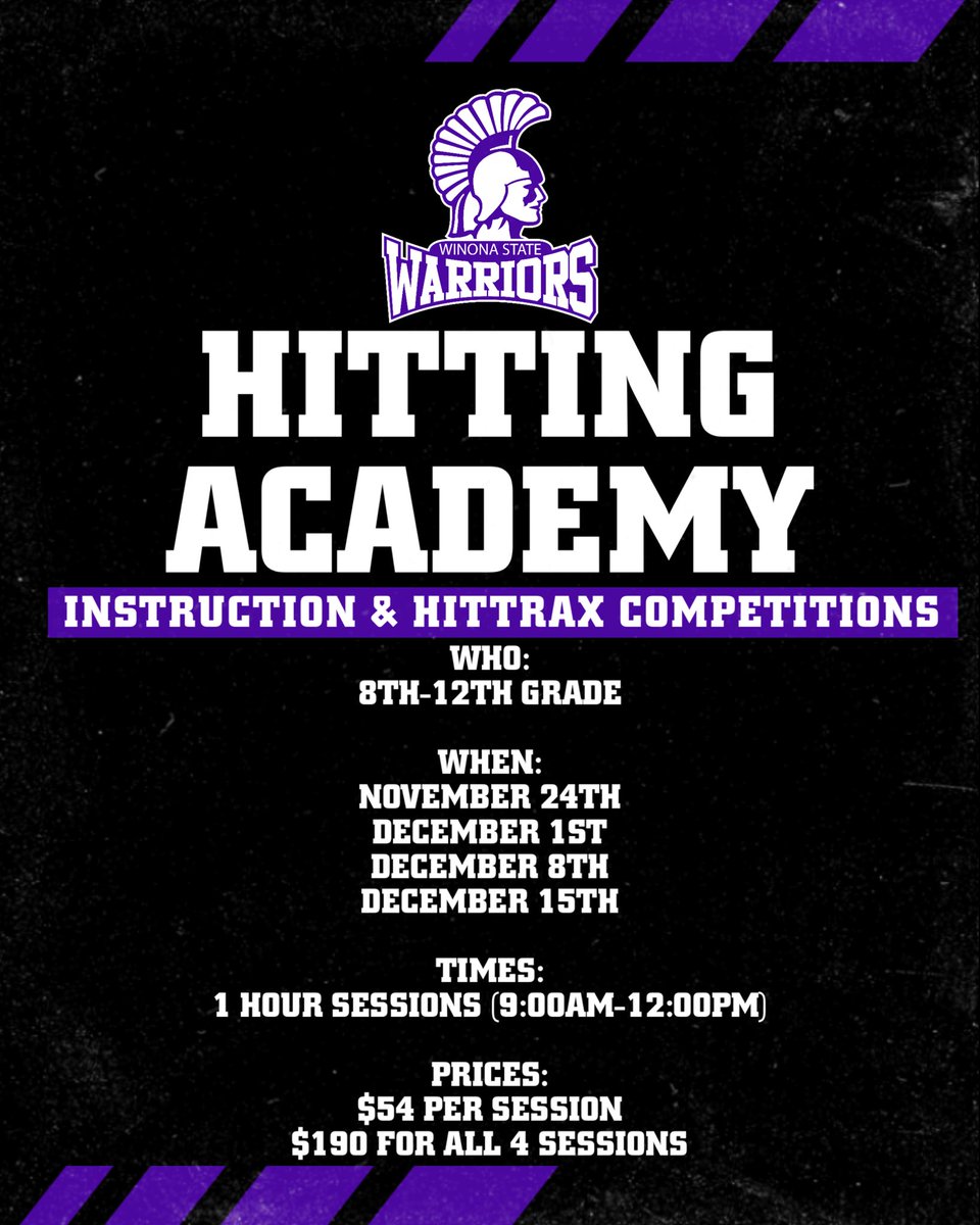 Don’t forget to sign up for our Fall/Winter Hitting Academy! Register @ WSUSoftballCamps.com