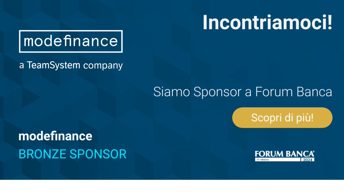 Save the Date: 2 ottobre 2024 non perdere l’appuntamento con #forumbanca dove porteremo le nostre tecnologie e le novità della nostra soluzione per il calcolo automatico dell’#ESG score e di #creditrisk su società di capitali e di persone, grazie alla tecnologia #Nowcasting #AI