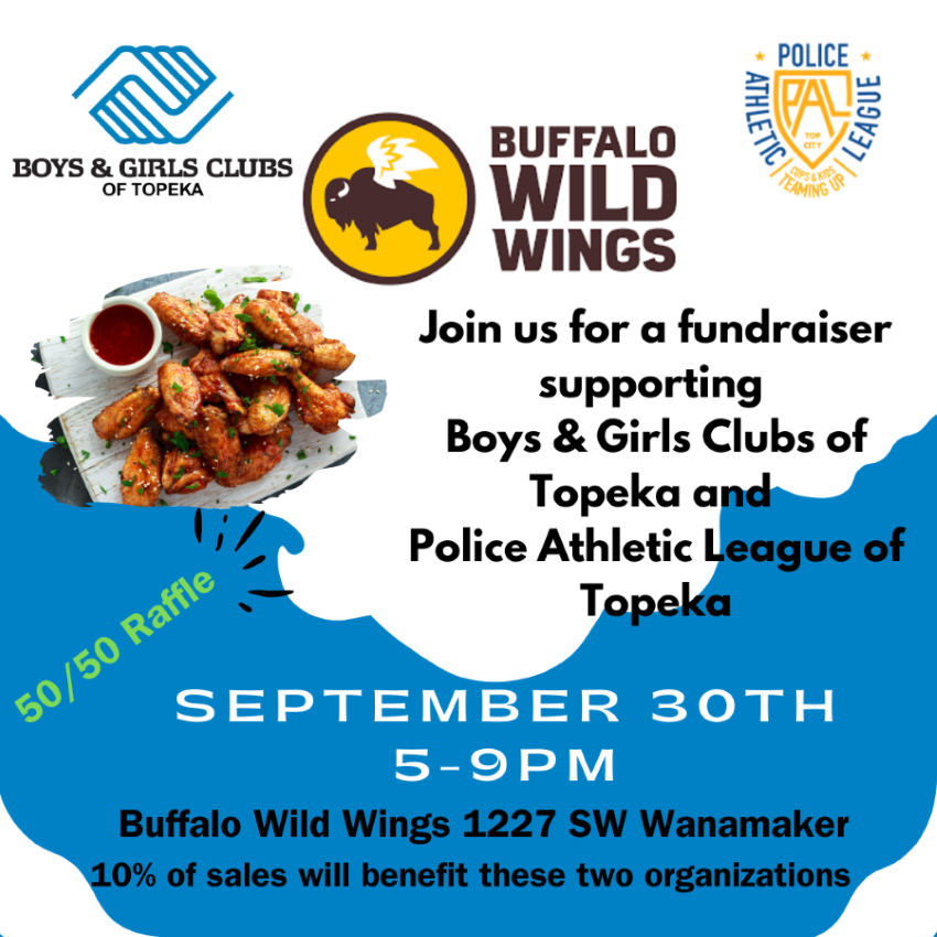 PALtopeka's tweet photo. TODAY IS THE DAY!!

📅 Monday, September 30th, 2024 
🕔5-9pm 
📍 Buffalo Wild Wings (Wanamaker)

@Topeka_Police @ShawneeSheriff @BGCofTopeka https://t.co/9yP26yNxUk