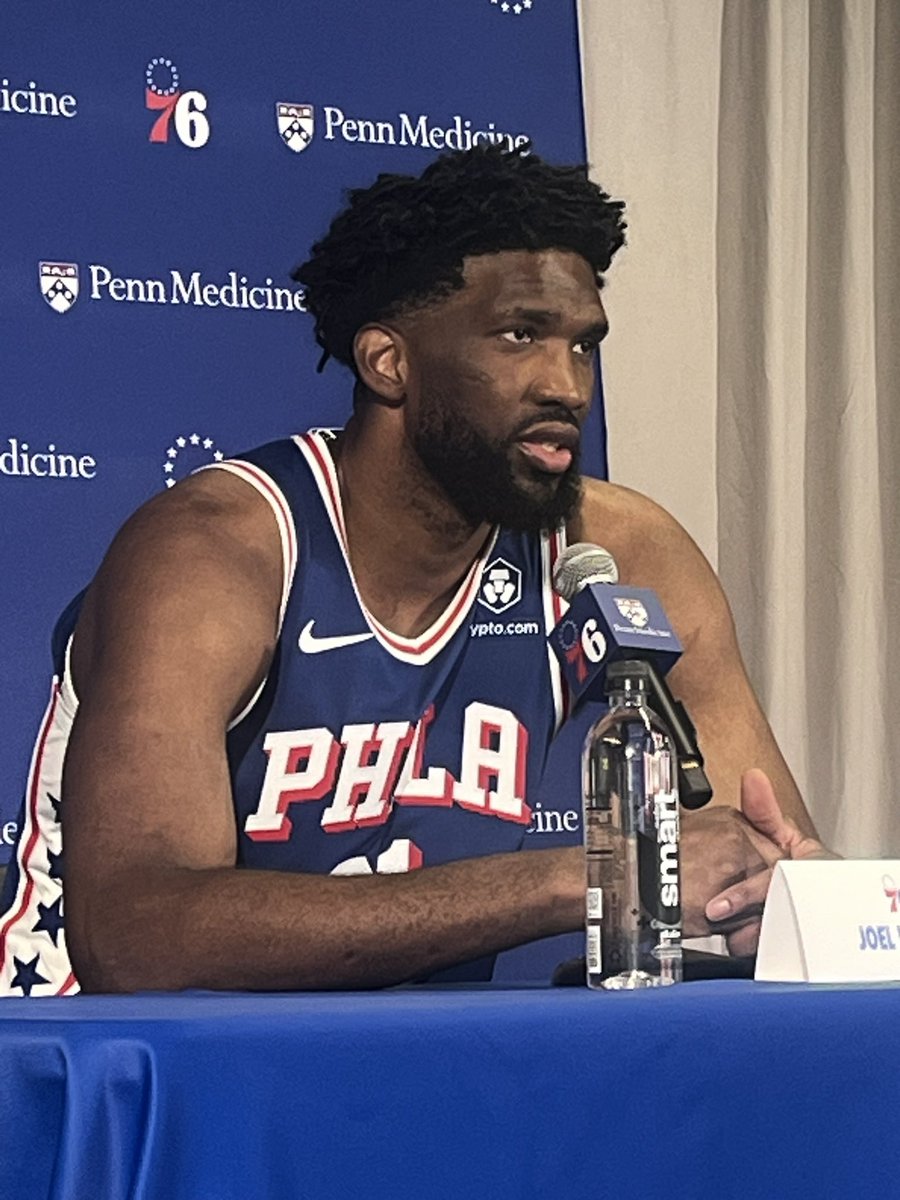 PompeyOnSixers's tweet photo. Sixers center Joel Embiid said he lost 25 to 30 pounds this offseason. https://t.co/NUPuOey2eT