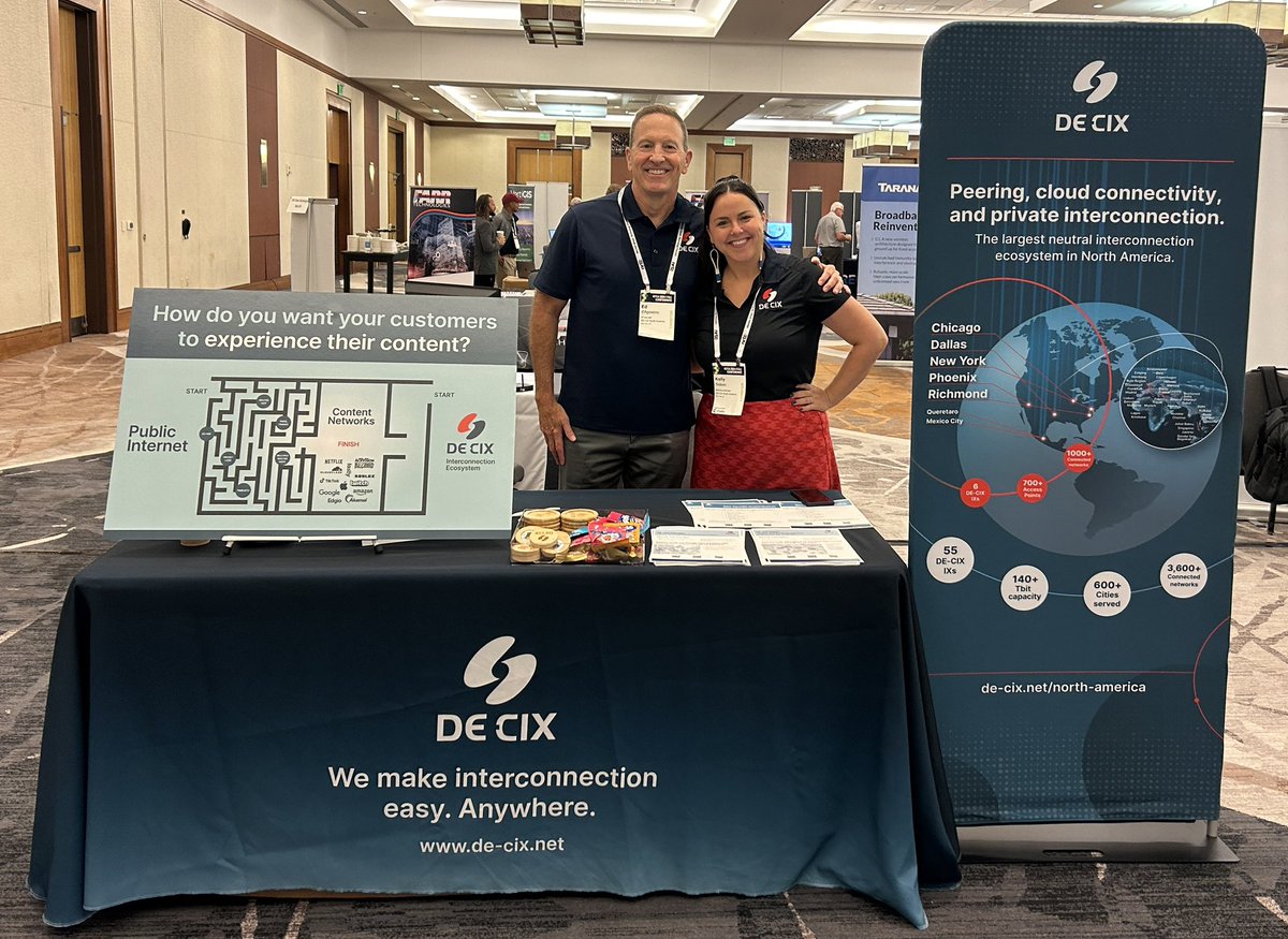 DE-CIX North America (@decix_us) on Twitter photo We’re ready for you <a href="/NTCAconnect/">NTCA-The Rural Broadband Association</a>! Find us at table 101 to chat #peering and #connectivity! We’re ready for you <a href="/NTCAconnect/">NTCA-The Rural Broadband Association</a>! Find us at table 101 to chat #peering and #connectivity!