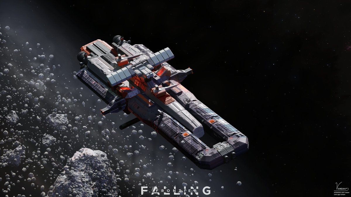 Z7000k's tweet image. #FallingFrontier #spaceshiptember #b3d #conceptart 

Pirate gunship on the prowl.
