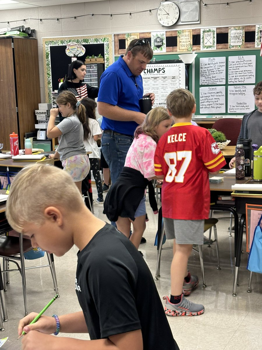 Board member walk and talk with President Billings this morning.   We had the opportunity to interact during Math in 3rd grade classrooms and technology in 5th grade. #OneWamego