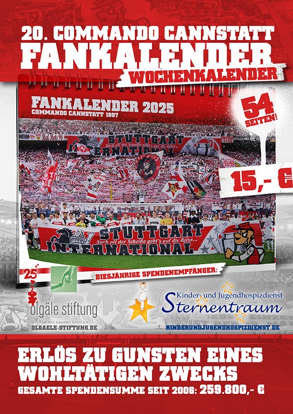 Verkaufsstart des 20. Commando Cannstatt Fankalenders ab dem Champions League – Heimspiel gegen Prag! ➡️ cc97.de/verkaufsstart-…

#VfB #Stuttgart <a href="/VfB/">VfB Stuttgart</a> #VfBACS