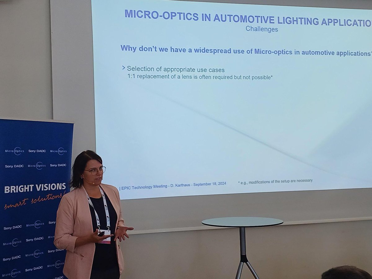 PHABULOuS Pilot Line (@phabulous_eu) on Twitter photo Our partner Dr. Daniela Karthaus presented on #microoptics in #automotive lighting at the <a href="/EPIC_photonics/">EPIC Photonics</a> Meeting at Sony DADC. Despite challenges in manufacturing and integration, adoption in the field looks promising.
+info: epic-photonics.com/wp-content/upl…
#photonics <a href="/Photonics21/">Photonics21</a> Our partner Dr. Daniela Karthaus presented on #microoptics in #automotive lighting at the <a href="/EPIC_photonics/">EPIC Photonics</a> Meeting at Sony DADC. Despite challenges in manufacturing and integration, adoption in the field looks promising.
+info: epic-photonics.com/wp-content/upl…
#photonics <a href="/Photonics21/">Photonics21</a>