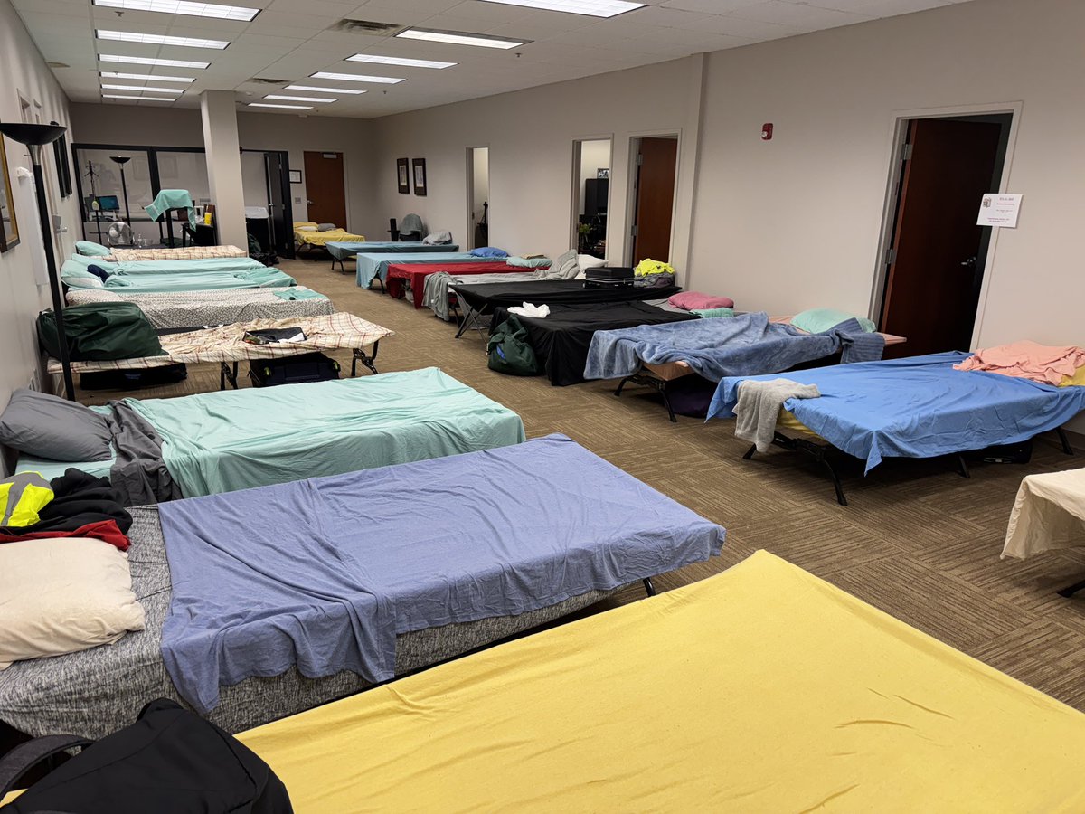 It's not a fancy hotel. This is how co-op personnel are getting rest--when they can get some rest. Our employees are giving  up time with their families to get the lights back on.