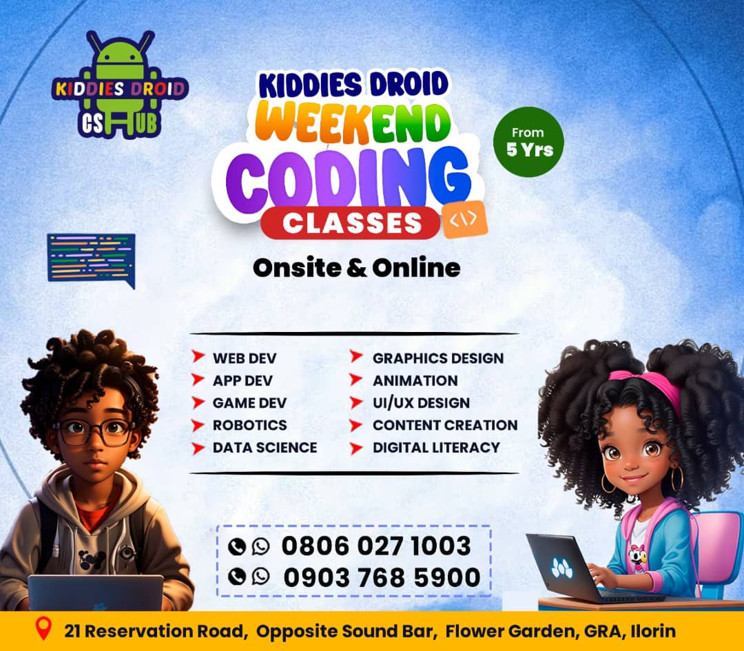 KiddiesdroidH's tweet image. Join KiddiesDroid Weekend Coding Classes!
Classes run every weekend, ensuring a perfect balance between education and excitement!

Secure your child's spot today and watch them grow into the tech leaders of tomorrow! 

#KiddiesDroid #CodingForKids #FutureTechLeaders
