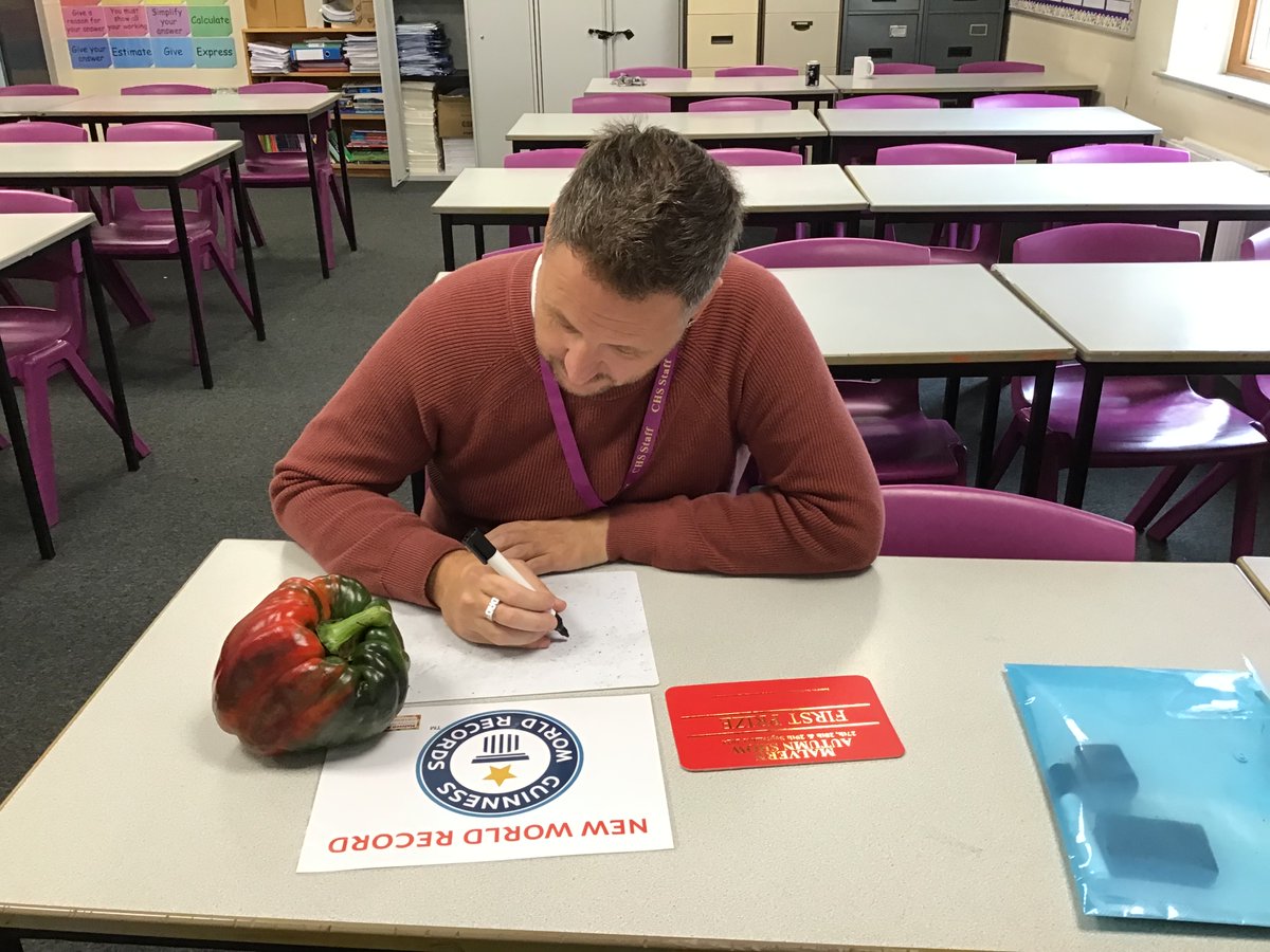 Pupils and staff have been using Official Guinness Record Breaking vegetables to develop their numeracy skills today! 🫑

We'll be sticking to this theme for our next whole school competition... more information to follow👀