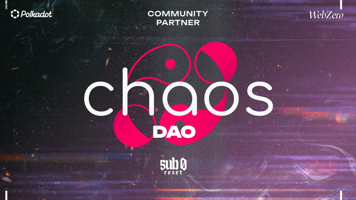 We're excited to introduce <a href="/ChaosDAO/">ChaosDAO ☯️</a> as official community partners of <a href="/Polkadotsub0/">sub0</a> Nov 9-11! 

Chaos DAO will shape the speaker agenda to provide cutting-edge insights from the ecosystem.

𝔢𝔵𝔭𝔢𝔠𝔱 𝔠𝔥𝔞𝔬𝔰 
🫳 
🎤