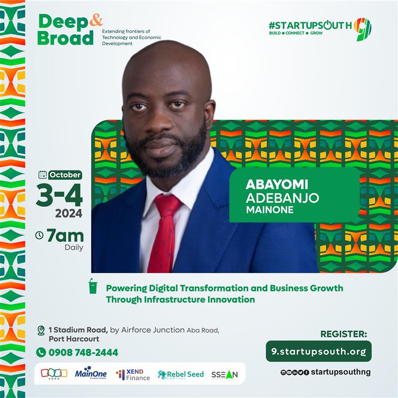 Mainoneservice's tweet photo. Our Regional Business Head, Abayomi Adebanjo and Head, Technical sales, Oluuwasayo Oshadami will be speaking at the Startup South conference this week.
They'll be sharing insights on digital transformation, business growth and digital economy.
#mainone #StartupSouth https://t.co/RqnILSc0HE
