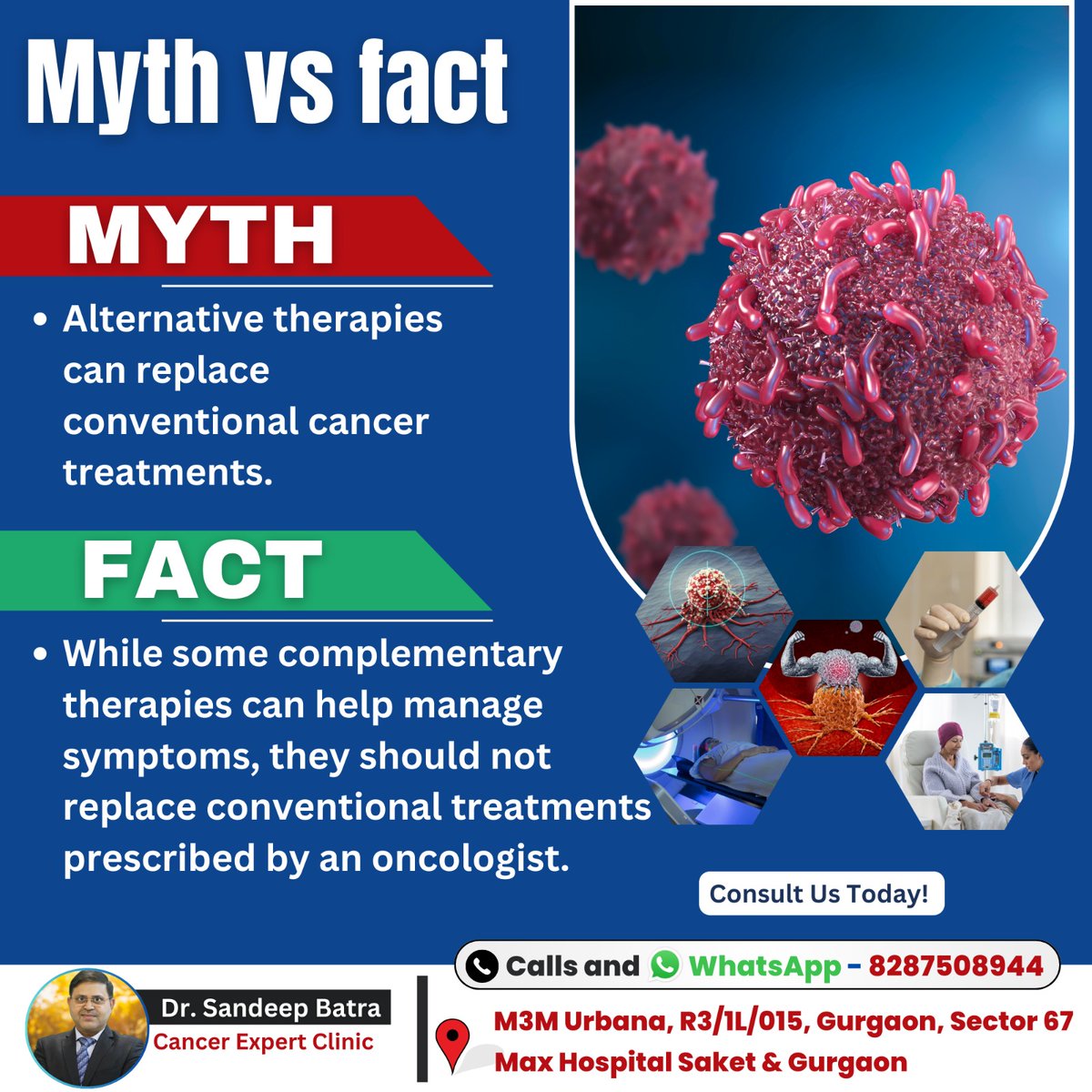 YOURONCOLOGIST's tweet image. Myth vs Fact

👨‍⚕️Dr. Sandeep Batra
Consultant:- Cancer Expert
Contact us at 📲8287508944
Visit us 📍M3M Urbana, R3/1L/015, Gurgaon, Sector 67 Max Hospital Saket &amp;amp; Gurgaon

#Drsandeepbatra #Cancerexpert #cancersupport #publicawareness #cancercare #cancerprevention #recovery #health