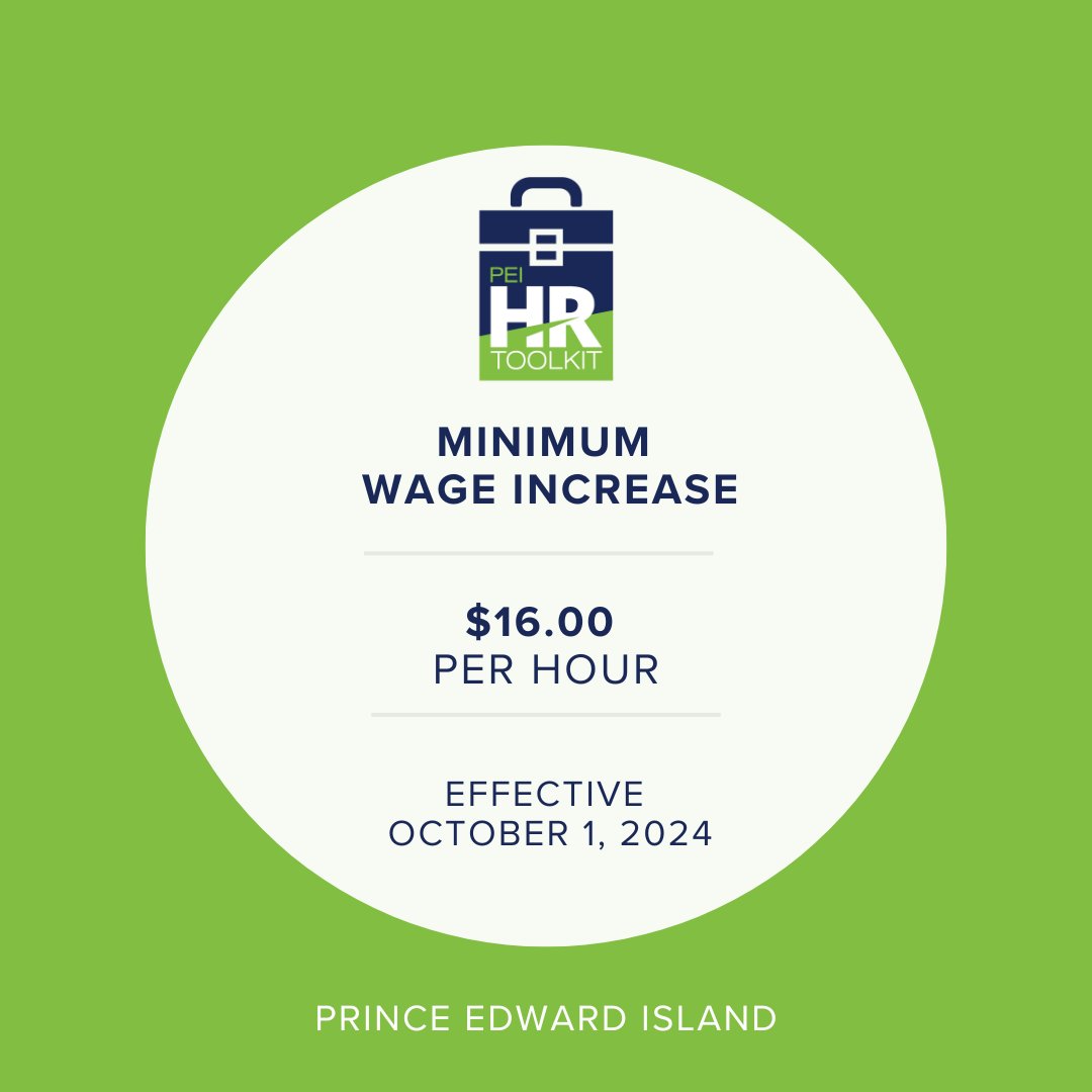 peihrtoolkit's tweet image. Reminder: The minimum wage increase to $16.00 per hour is effective today for Island workers. princeedwardisland.ca/en/information…