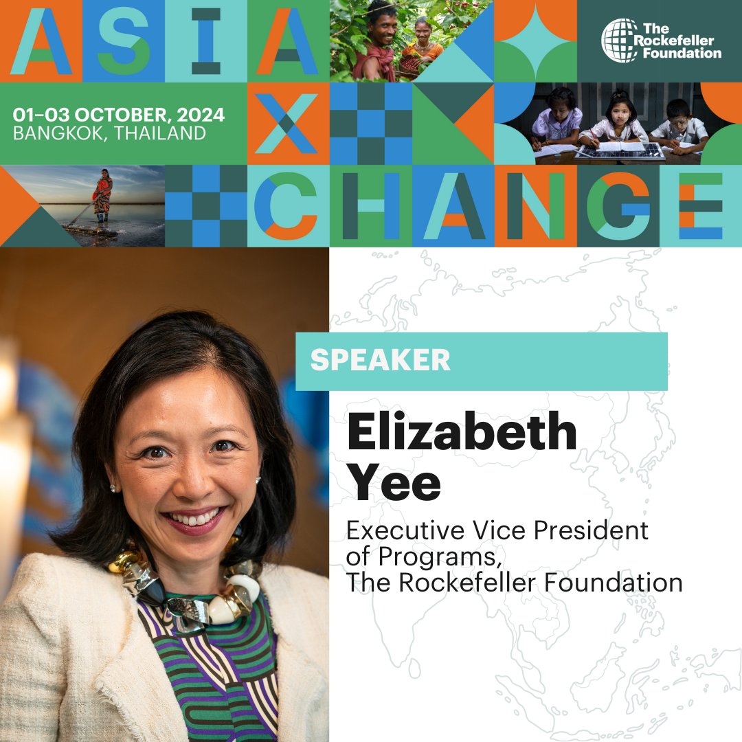 Liz Yee (@eyee5) on Twitter photo I’m thrilled to share that I’ll be speaking at #AsiaXchange, hosted by <a href="/RockefellerFdn/">The Rockefeller Foundation</a>, in Bangkok on October 1-3. I’m excited to engage in discussions that can bring a transformative shift in climate action in Asia. See you there!
Join virtually here: bit.ly/AXvirtual I’m thrilled to share that I’ll be speaking at #AsiaXchange, hosted by <a href="/RockefellerFdn/">The Rockefeller Foundation</a>, in Bangkok on October 1-3. I’m excited to engage in discussions that can bring a transformative shift in climate action in Asia. See you there!
Join virtually here: bit.ly/AXvirtual