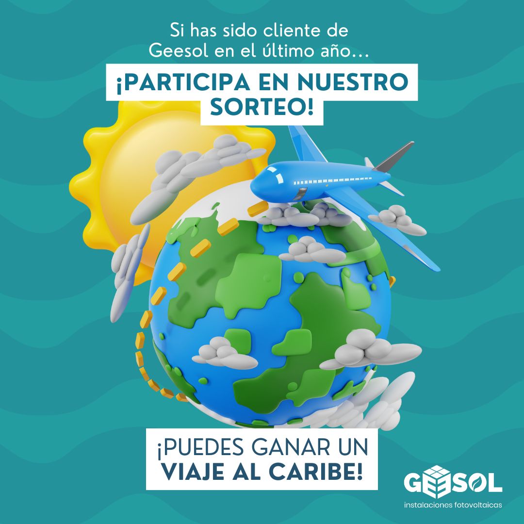 GeesolRenovable's tweet photo. ⏰ El IV Aniversario de Geesol se acerca! 🥳 
Participa en el sorteo antes del 25 de octubre para ganar un viaje al Caribe y más premios. 🏝️ Contáctanos en calidad@geesol.com para detalles. 
#EnergíaRenovable #Geesol #PlacasSolares https://t.co/nUBRcXcIWO