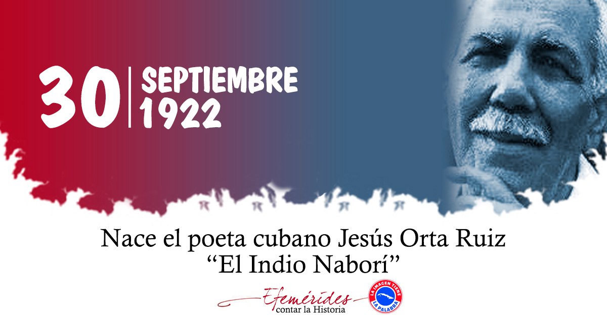 El 30 de septiembre de 1922, nace el poeta cubano, Jesús Orta Ruíz, "El indio Naborí". #LatirAvileño #SinPerderUnDía #CiegodeAvila 
<a href="/cav_alfre46699/">Alfre Gobernador CAV</a> <a href="/DrRobertoMOjeda/">Dr. Roberto Morales Ojeda</a> <a href="/PartidoPCC/">Partido Comunista de Cuba</a>