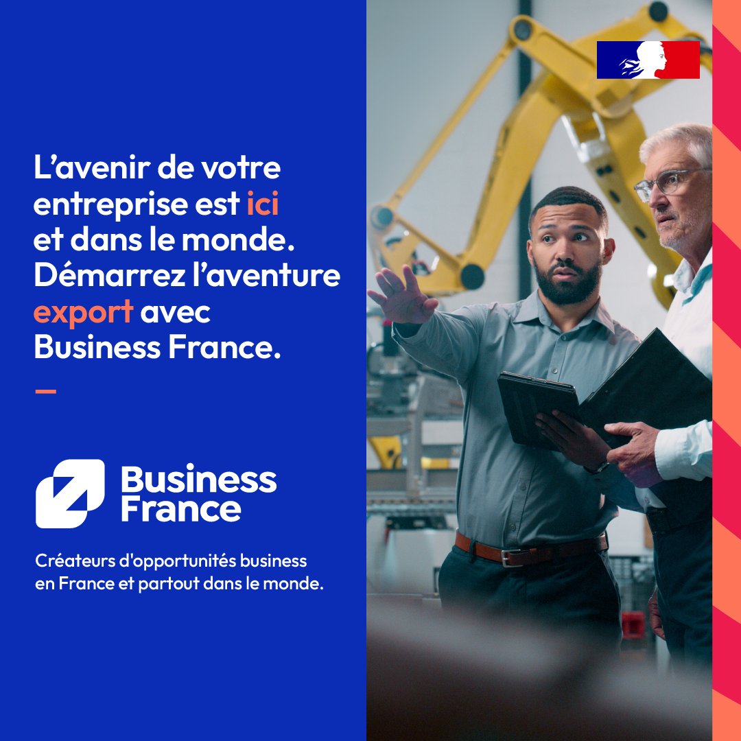 🆕 Découvrez dès aujourd'hui notre campagne sur l'export dans <a href="/Le_Figaro/">Le Figaro</a>, <a href="/LesEchos/">Les Echos</a>, <a href="/lequipe/">L'Équipe</a>, <a href="/lopinion_fr/">l'Opinion</a>, <a href="/LaTribune/">La Tribune</a> et sur LinkedIn. 

Entrepreneurs, faites de l'international votre prochain terrain de jeu ! 🌍

🤝 <a href="/businessfrance/">Business France</a>, à vos côtés pour chaque projet d'entreprise.